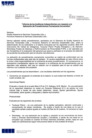 Certificación KPMG